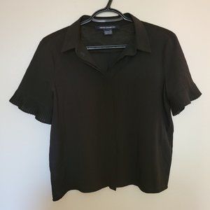 Black sheer crop top blouse with flowy sleeves